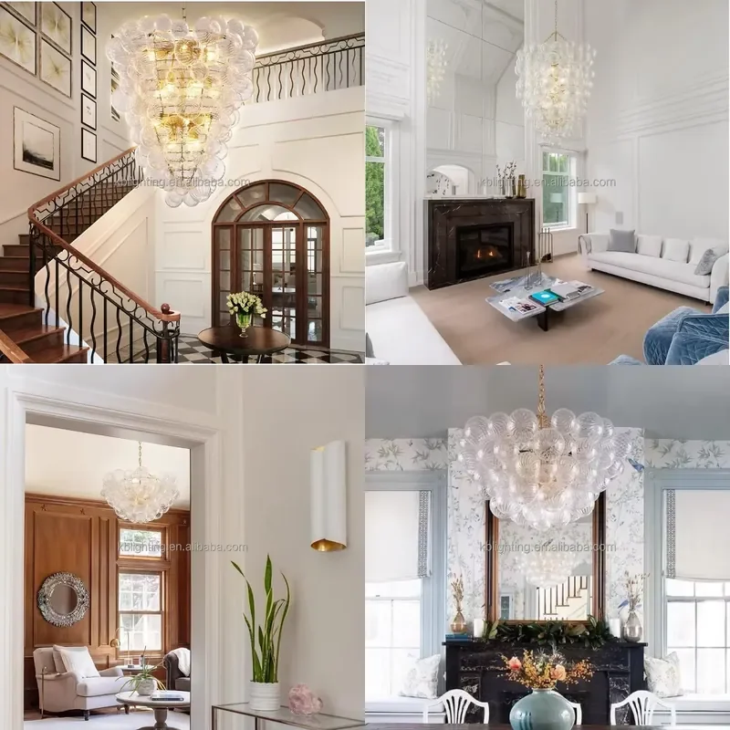 Modern Swirled Texture Glass Bubble Indoor Chandelier Talia Large Nordic Wedding Decorative Chandelier