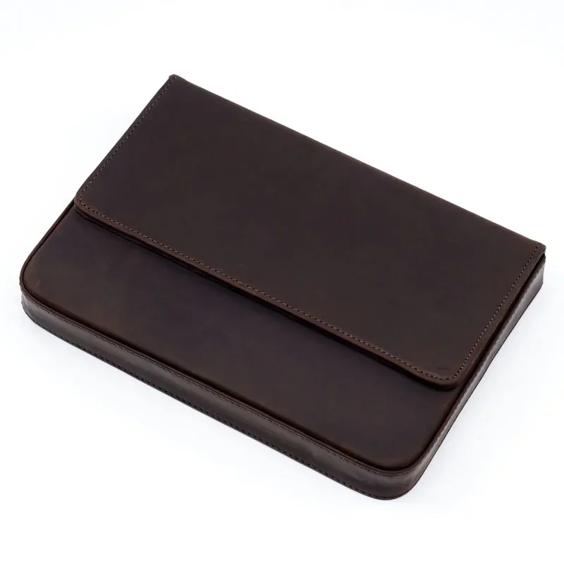 Fromthenon Vintage Crazy Horse Cowhide Pencil Bag Pen Box Magnetic Drawer Type Student Pen Storage Box Stationery Supplies