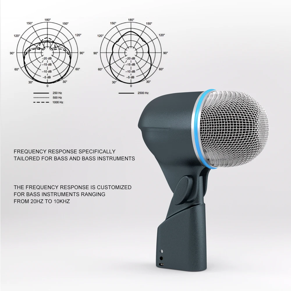 52A Drum Microphone Instrument Kick Drum Bass Mic Dynamic Bass Snare Metal Body