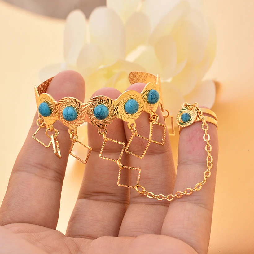 Dubai Gold Color Bangles for Girls Child Boys Good Luck Bracelet Ring Indian Baby Jewelry Party Gift