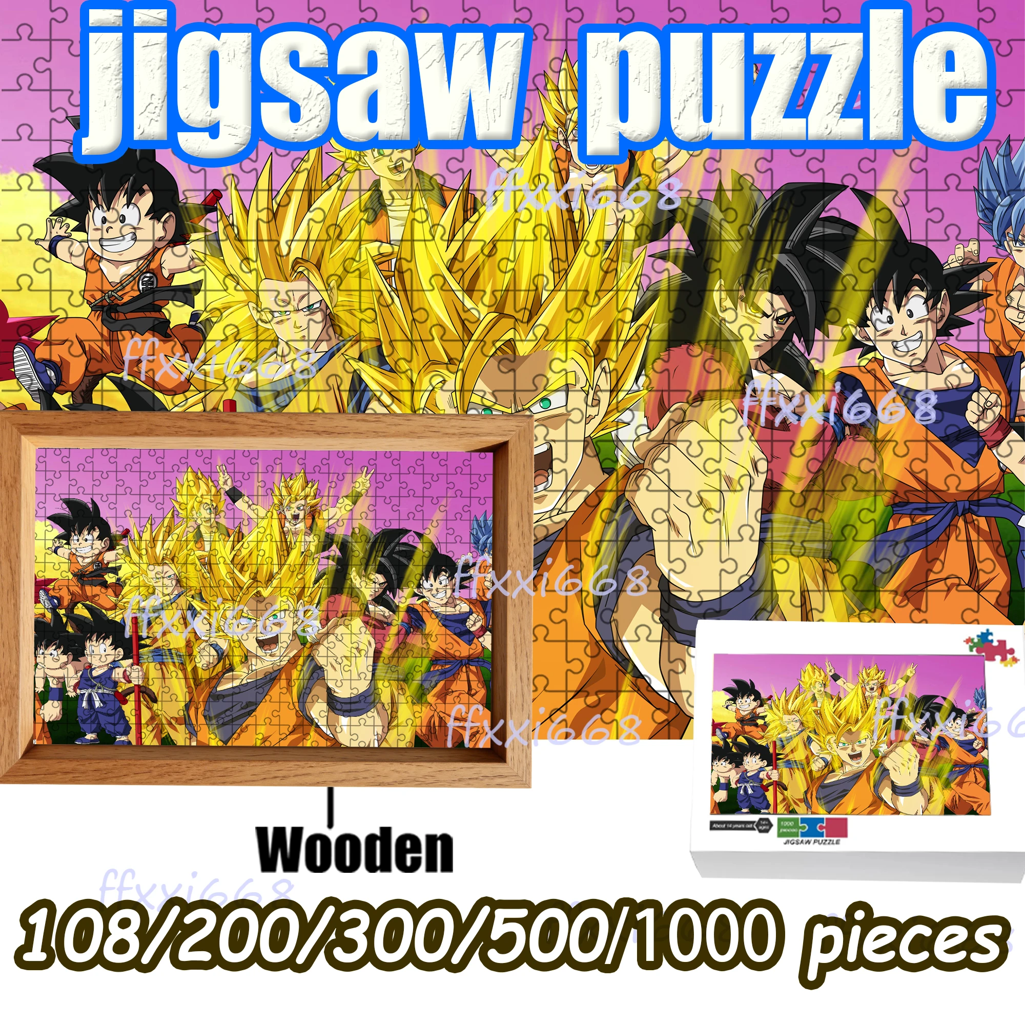 

Dragon Ball Goku Super Saiyan Jigsaw Puzzle 108/200/300/500/1000 Pieces Wooden Puzzle High Quality Gift Fun Birthday gift