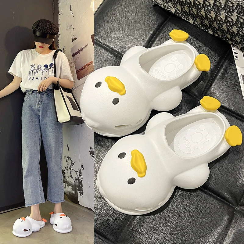 

Slippers Female Duck Cute Cartoon Indoor and Outdoor Wear Non-slip Thck Bottom Sandal 2022 Thick Soled Sandals Chaussure Femme