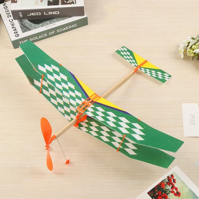 Creative Twin-wing Rubber Band Powered Airplane Model Toys Cultivation Children\'s Development Ability Exercise Hands-on Ability