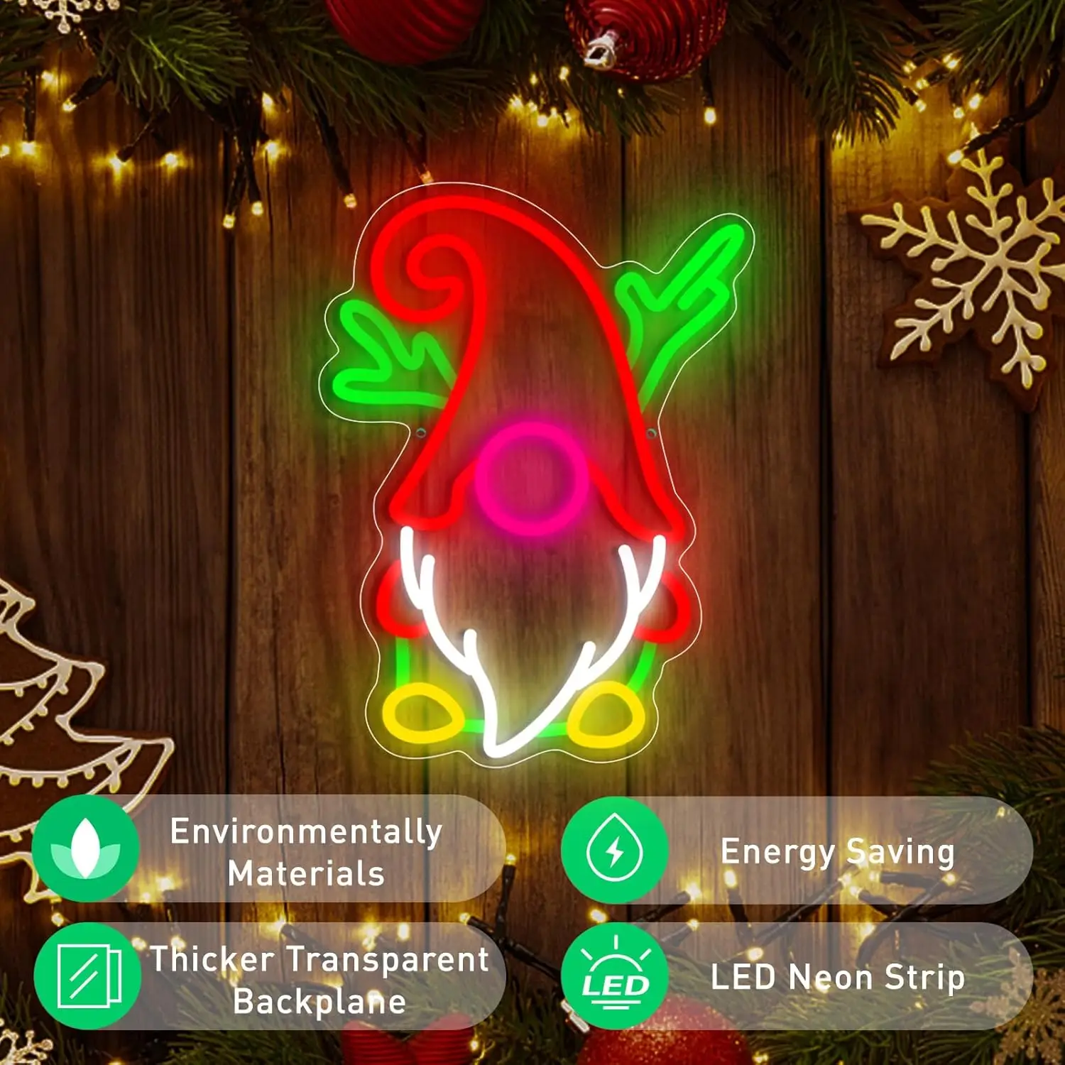 لافتة نيون جنوم عيد الميلاد ، إضاءة ليد قابلة للتعتيم ، فن جداري ، غرفة ألعاب ، غرفة نوم ، غرفة معيشة ، هدية ديكور عيد الميلاد #2