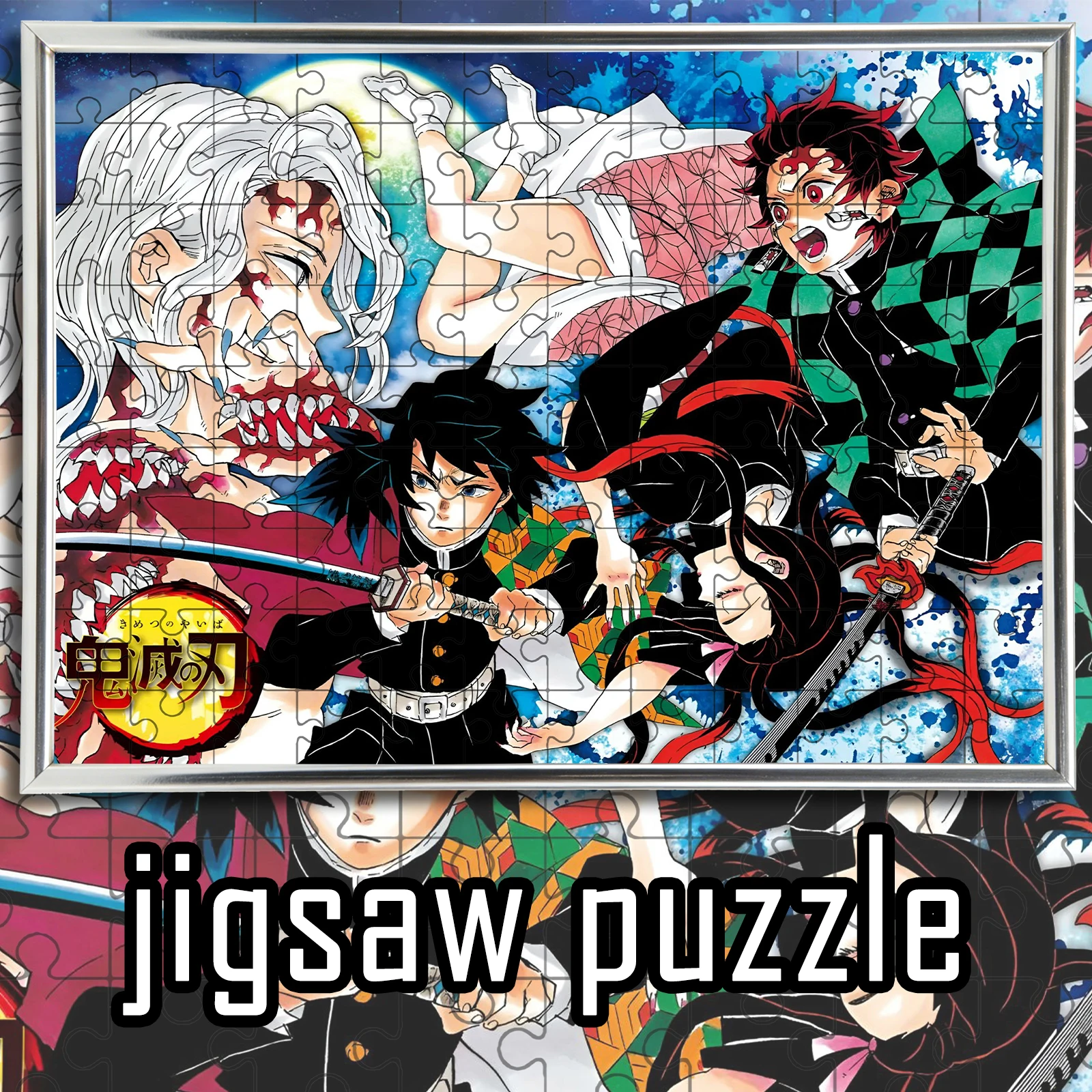 

Wooden Demon Slayer Moonlit Battle Puzzle 108-1000pcs, Color Box - Tanjiro & Giyuu vs Muzan Art