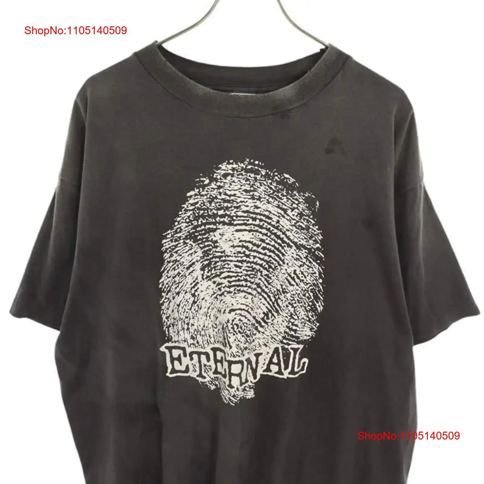 سانت مايكل حجم L 24AW SM YS1 0000 004 خمر معالجة الأبدية طباعة تي شيرت خمر غسلها الرسم أنيق عادية قليلا