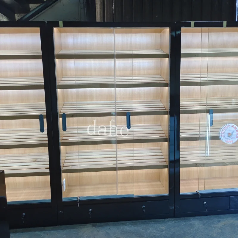 custom.Commercial Cigar Display Showcase Store Sliding Door Cigar Humidor Display Cigar Humidor Cabinets for Smoke Shop