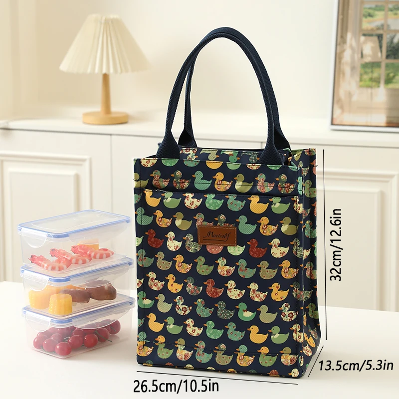 Original cute bento bag, large-capacity handbag for office workers, cartoon insulated and fresh-keeping bag