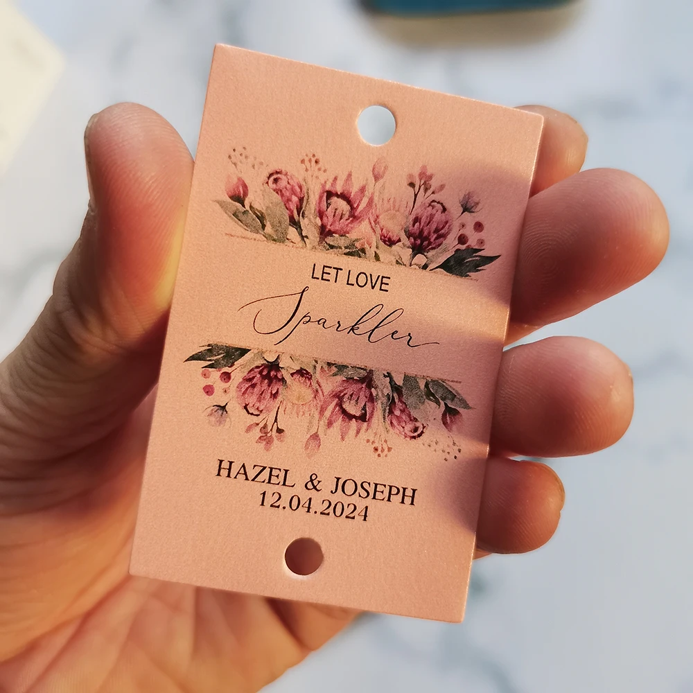 45x70mm protea temático sparkler tags caixa de presente chave doces casamento flores convites de casamento chá de panela