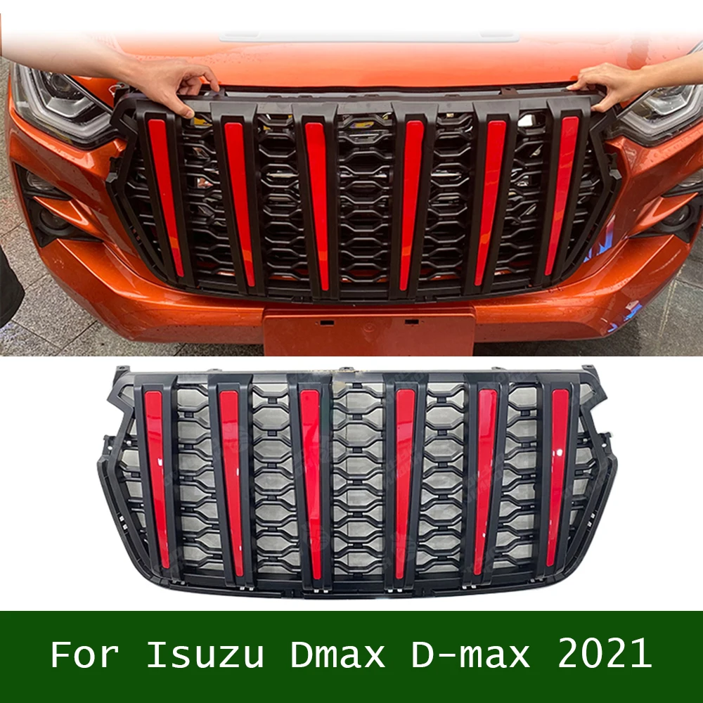 

For Isuzu Dmax D-max 2021 4x4 Car Exterior Accessories Replaced ABS Auto Racing Grills Front Hood Bumper Grill Mask Cover