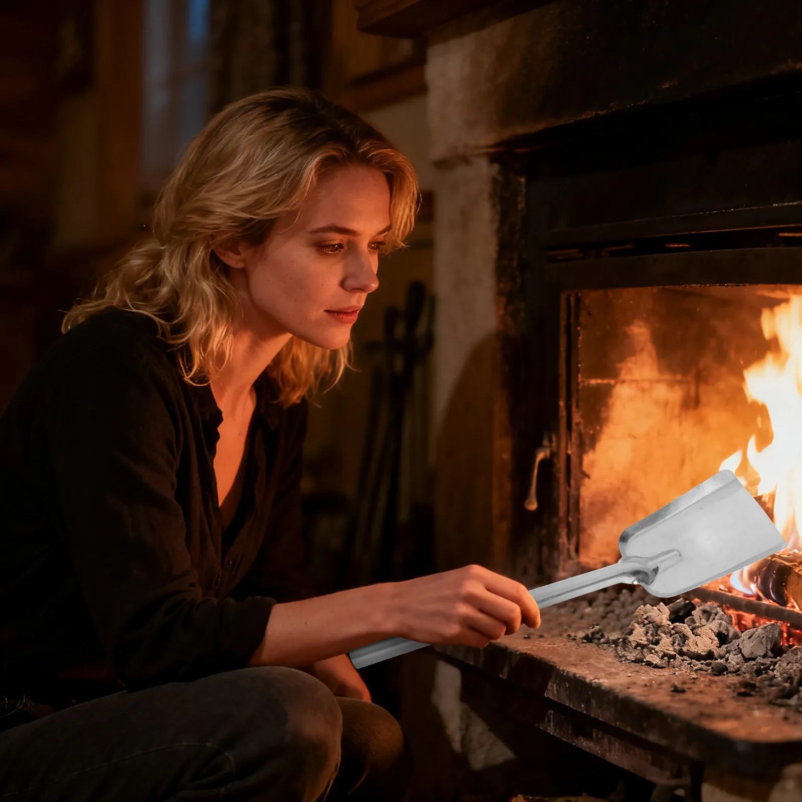 

Прочная железная лопата для золы с длинной ручкой и эргономичной рукояткой для очистки печей и кухонных очагов