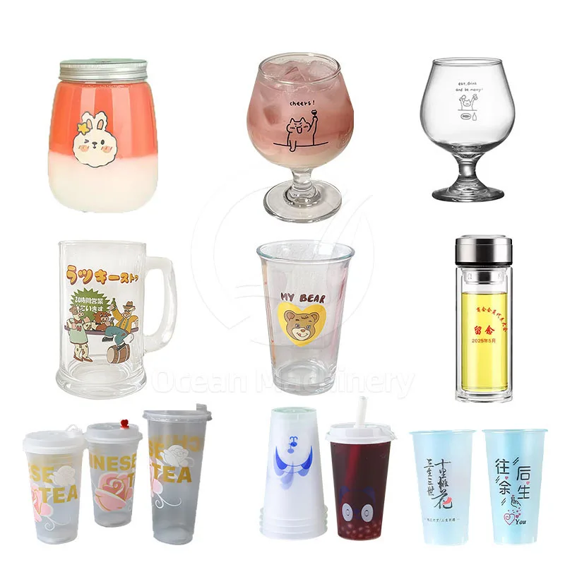 Customized Square Plastic Milk Glass Bottle Cup Container Silk Screen Printing Machine for Paper Cup