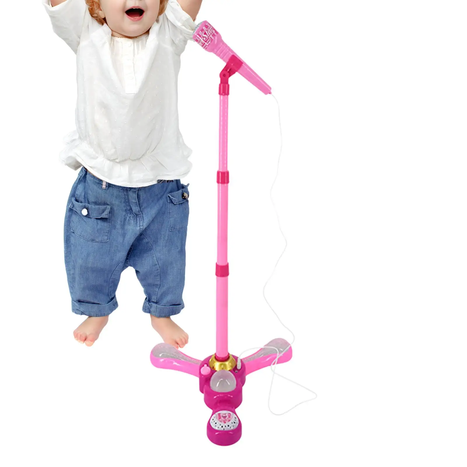 ไมโครโฟนสำหรับเด็กพร้อมขาตั้ง ไฟหลากสี ของเล่นไร้สาย ไมโครโฟนดนตรีสำหรับเด็กสำหรับร้องเพลงสำหรับเด็กผู้หญิงห้องเรียนห้องเด็กเล่น