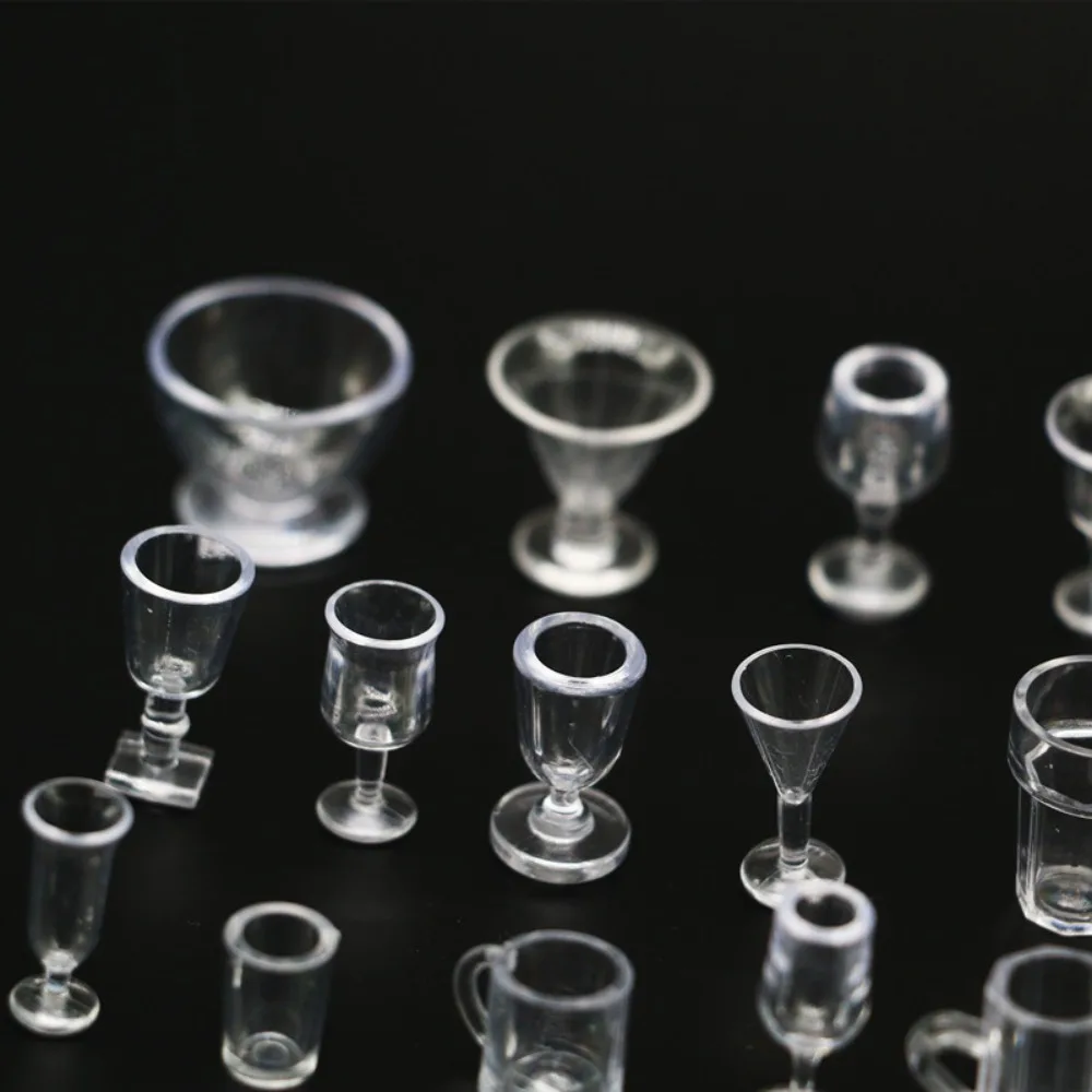 

10Pcs/Set Simulation 1:12 Dollhouse Furniture Red Wine Glass Juice Glass Dollhouse Wine Glass Miniature Water Cup