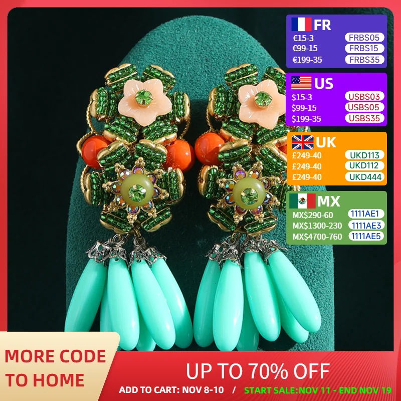 

Ретро наряд, винтажные модные серьги с цветами, висячие бусины, изготовление ювелирных изделий, женские ювелирные изделия цвета античного золота, аксессуары-капли