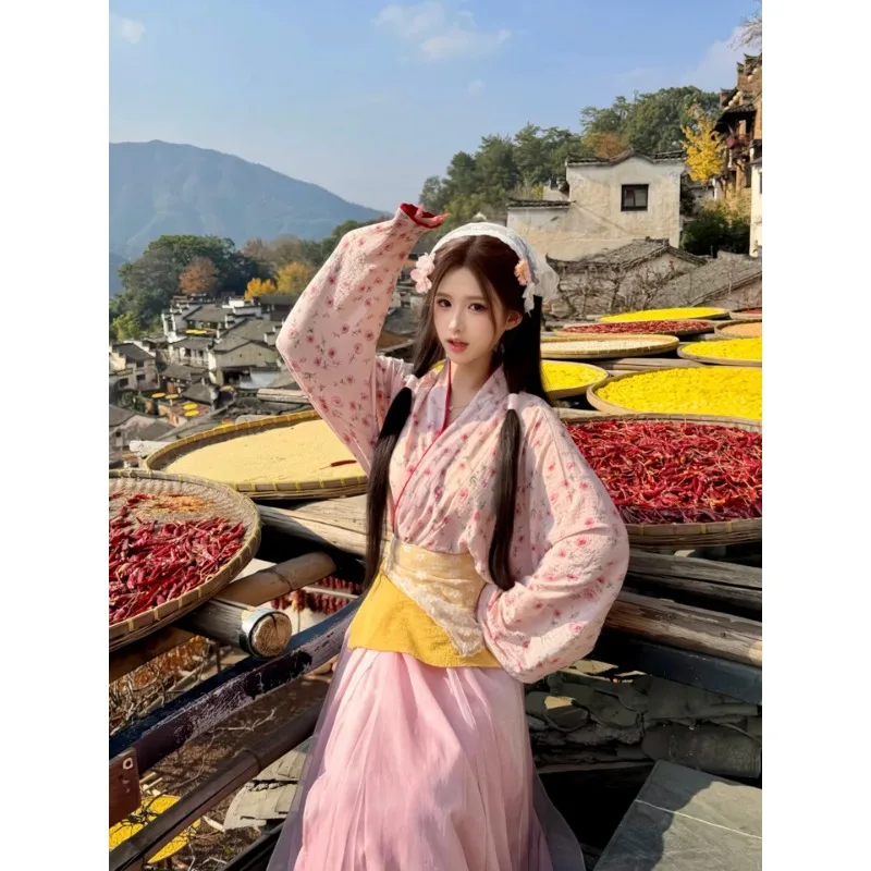 2026-new-pink-pastoral-hanfu-female-tea-picking-female-wuyuan-wears-antique-fairy-style-ancient-clothing