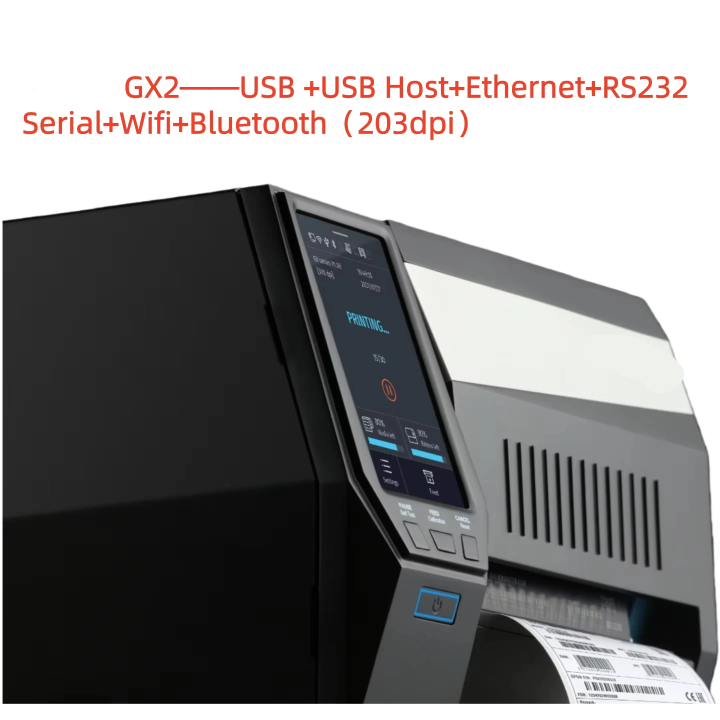 High-Speed Thermal Transfer Label Printer 203DPI with USB+Ethernet+WiFi+Bluetooth