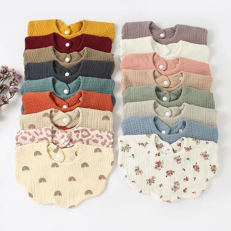 1PC Muslin Baby Bibs Soft Cotton Absorbent Bandana Drool Bibs Infant Burp Cloth Saliva Towel for Unisex Boys and Girls