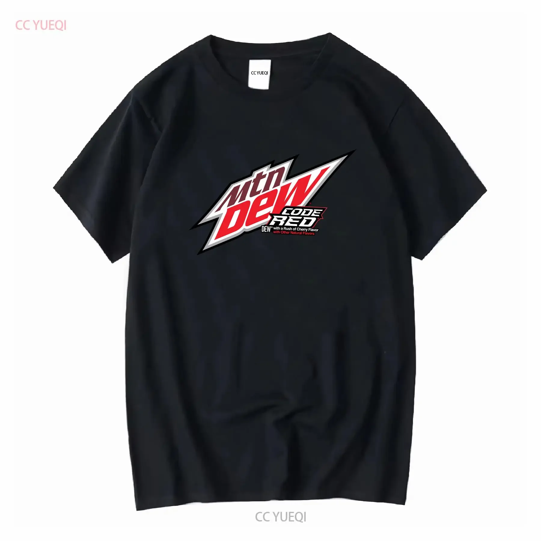 Camiseta roja con código de rocío de montaña, Logo para amantes de Mtn, cuello redondo, Soda A1242, manga larga o corta, vintage, lavada, estirada, elegante
