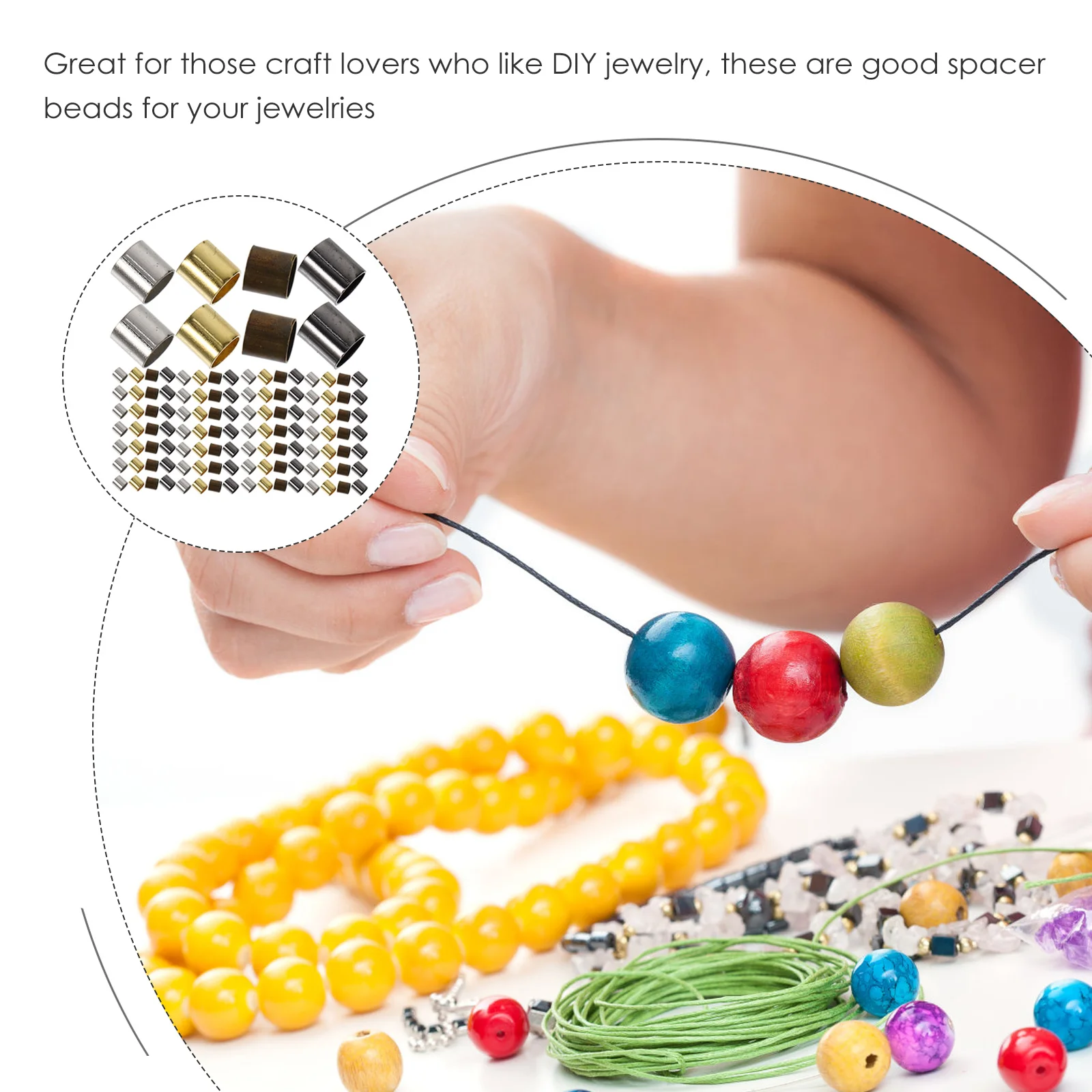 

3000Pcs Crimping Tubes Copper Beads Jewelry Spacer for DIY Bracelet Necklace Earring Jewelry Making Supplies Crimp Beads Spacer