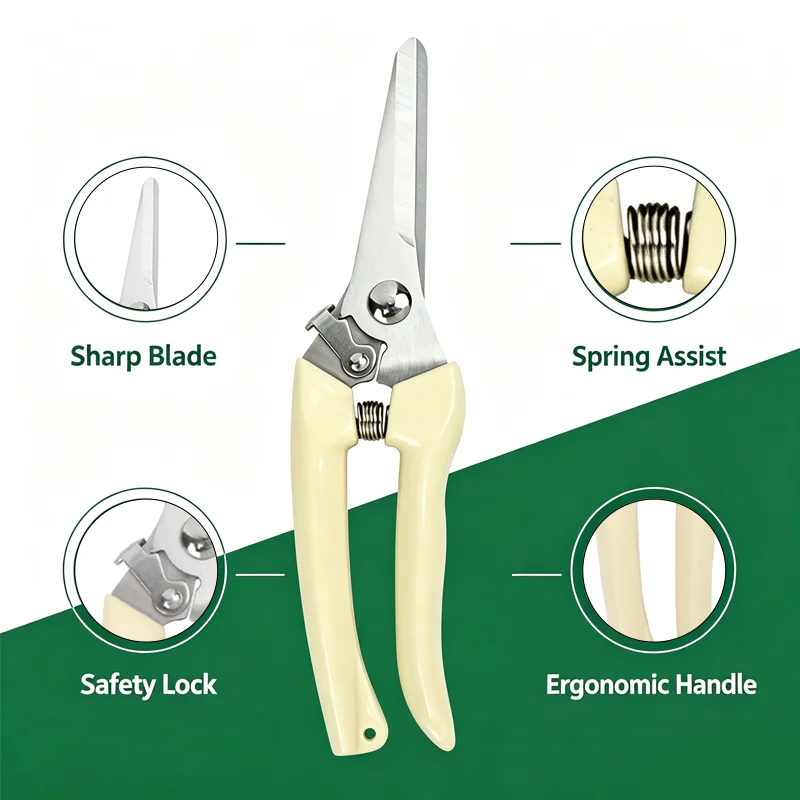 Elbow Straight  Head of Gardening Shears, Garden Scissor Gardening Fruit Picking ,Hoof Trimming Shears,Springs Manual Scissors