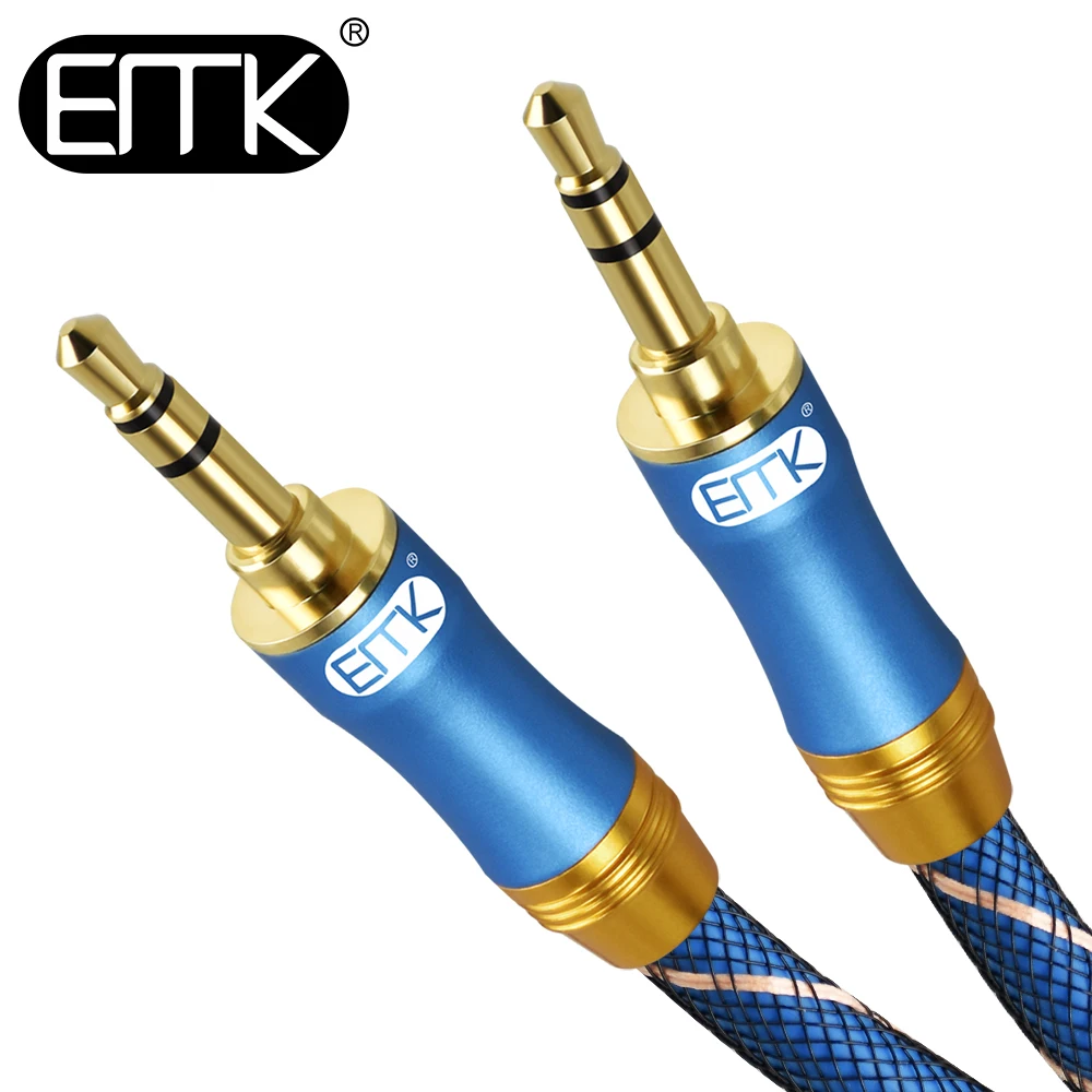 EMK AUX Jack 3.5mm kabel Audio pozłacany 3.5mm męski do 3.5mm męski kabel Aux dla iPhone słuchawki samochodowe przewód pomocniczy głośnika