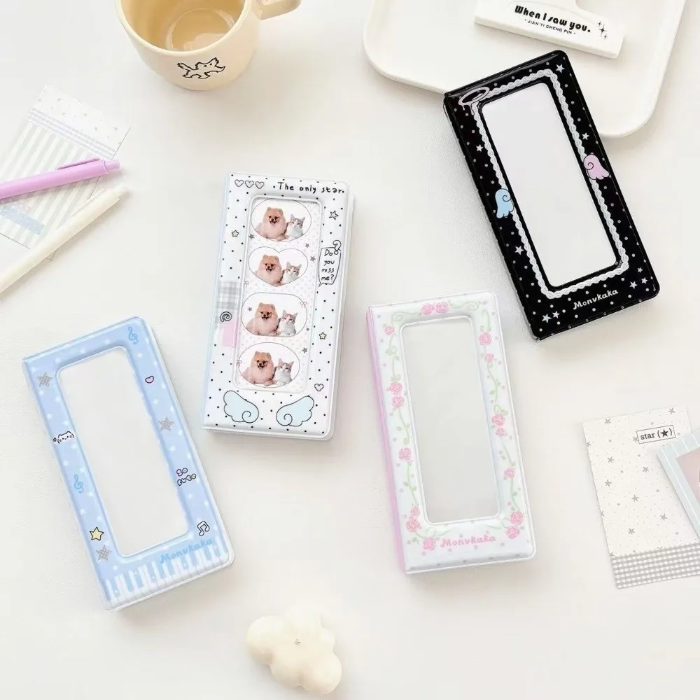 Polka Dot 4-Cut Photo Card Binder Portable Collectible Four-cut Photo Album Kpop Card Storage Booklet 2x6 Inch Photo Strips