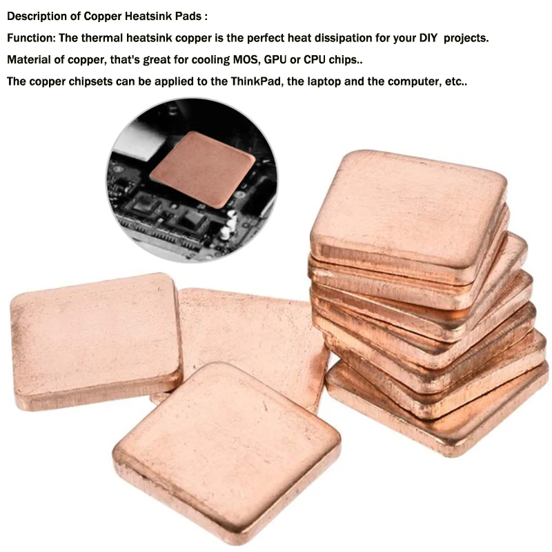 Imagem -02 - Dissipador de Cobre Pad para Laptop Folha de Cobre Strip Shim Pad Térmica para Gpu Cpu Chip Ram Cooling 03 Mm2 mm Espessura 10 Pcs 25 Pcs