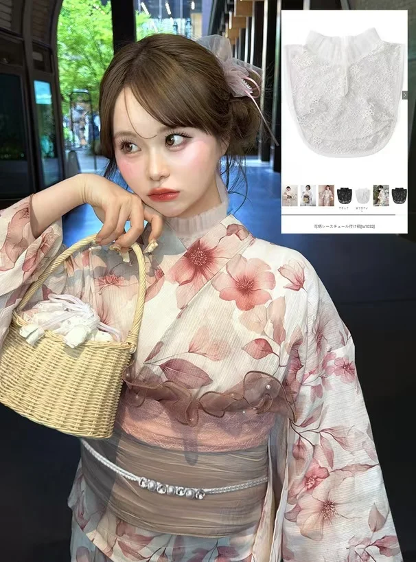 Japanese Kimono Lace Accessories Collar Handkerchief Headwear Waist Belt Multi-Style Bathrobe New Summer Fashion Women's Clot...