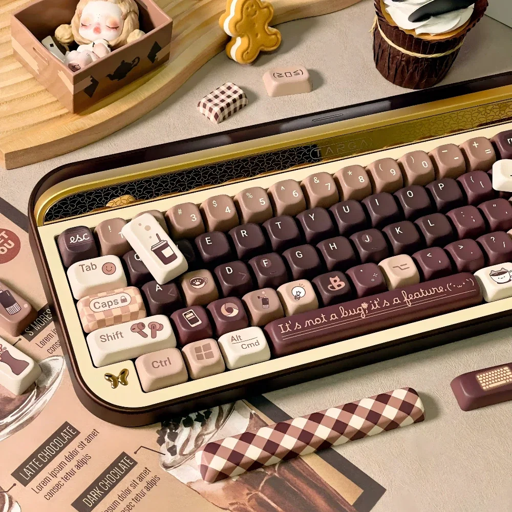 Imagem -01 - Programador Coffee Keycaps Soa Pbt Sublimação Térmica 150key Castanho Chocolate Marrom Layout de Barra de Espaço 7u programador coffee keycaps soa pbt sublimacao termica 150key castanho chocolate marrom layout de barra de espaco 7u 01