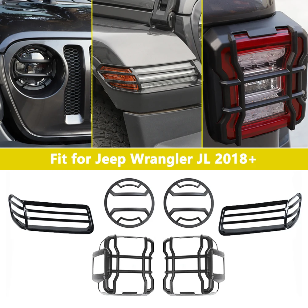 Farol lateral cauda luz guardas tampa guarnição, estilo do carro para 2018-2023 Jeep Wrangler JL JLU 4XE Rubicon Sahara esporte JT