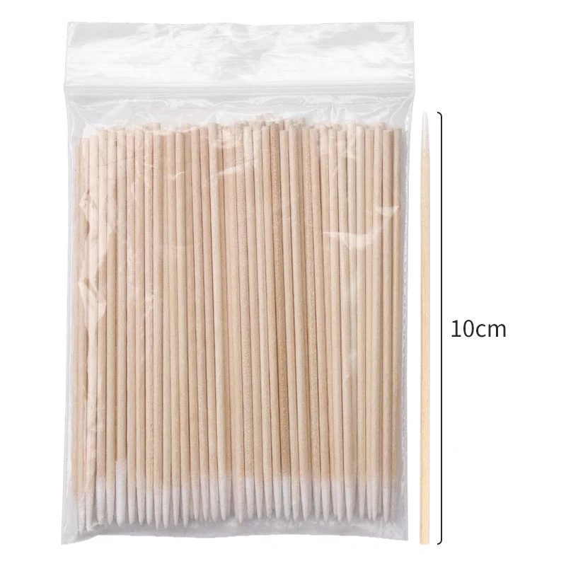สำลีก้านทำความสะอาดหู ขนตา 10 ซม. 300/500/1000 ชิ้น สำหรับผู้หญิง แต่งหน้า ปลายสำลีสำหรับไม้กาว จมูก เครื่องมือถอดกาว