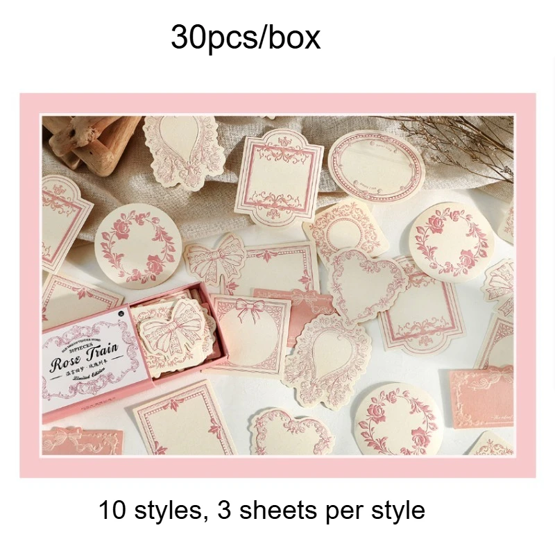 Retro Geprägtes Blumenmuster Hartkartonpapier DIY Beschreibbares Dekoratives Scrapbooking-Papier Boxed Sticky Notes Journaling-Zubehör – Detail 10