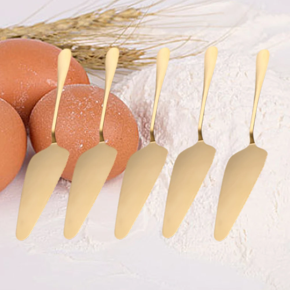 

5pcs Pizza Spatula Stainless Steel Golden High Polish Easy Clean Baking Tool Kitchen Utensil Set Oven Pastry Cheese Serving