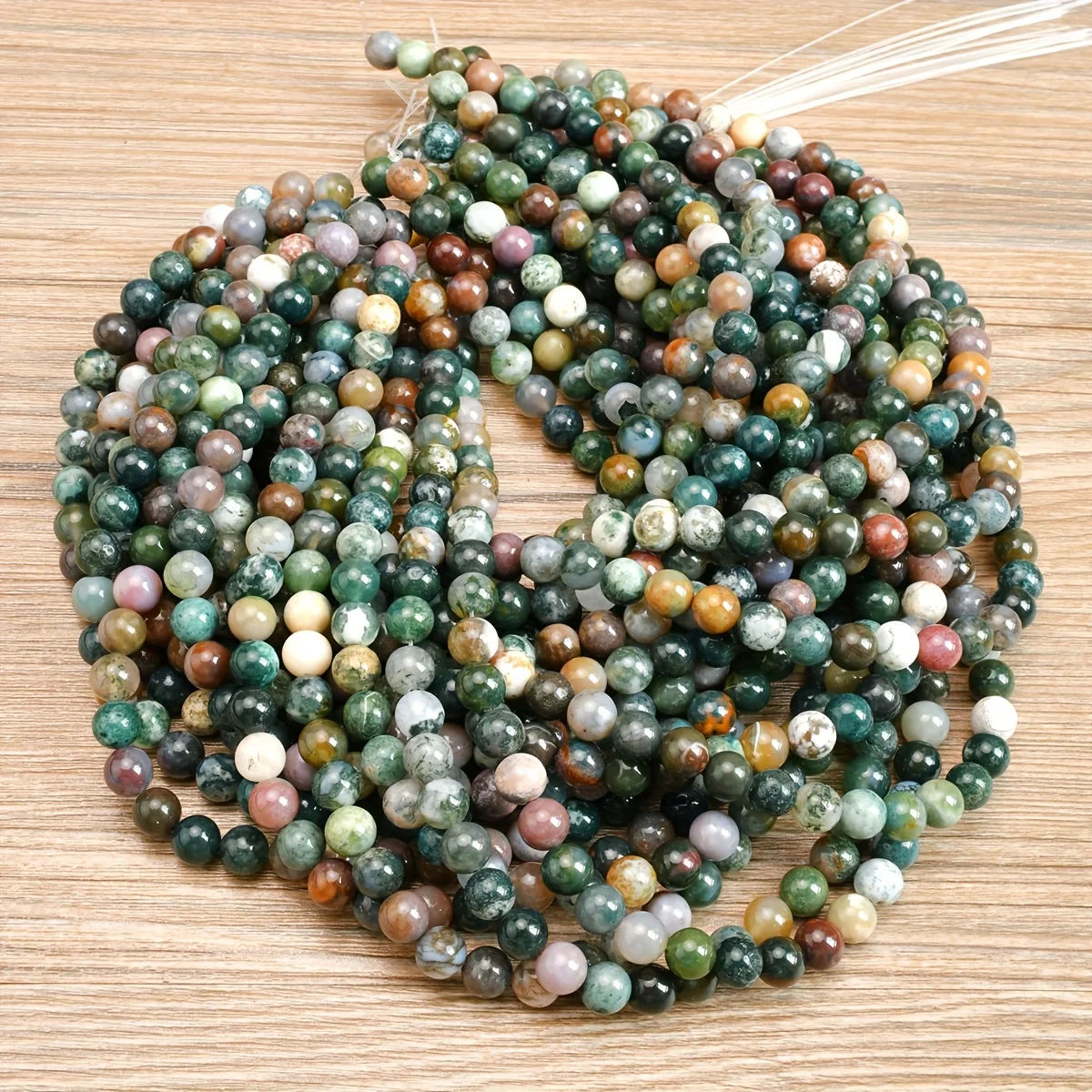 4-12MM Natural Stone Indian Agate Beads Round Loose Spacer Moss Agate Bead for Jewelry Making Bracelet Necklace DIY Supplies 15