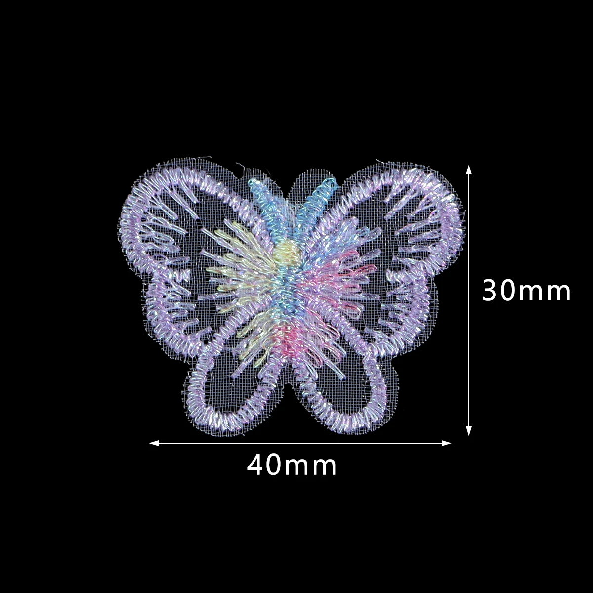 20 個 3 × 4 センチメートル蝶布パッチカラフルなアップリケ刺繍メッシュ服縫製用品 DIY ヘアクリップアクセサリー