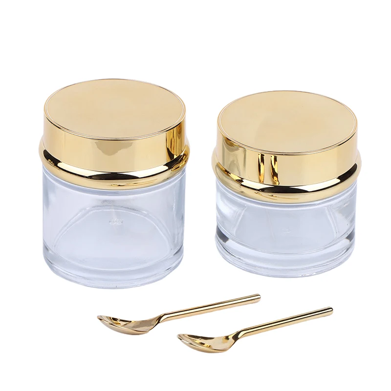 30/50/80/100 جرام الكهربائي جرة كريم فارغة إعادة الملء زجاجة محلول مع ملعقة السفر حاوية مستحضرات التجميل #4