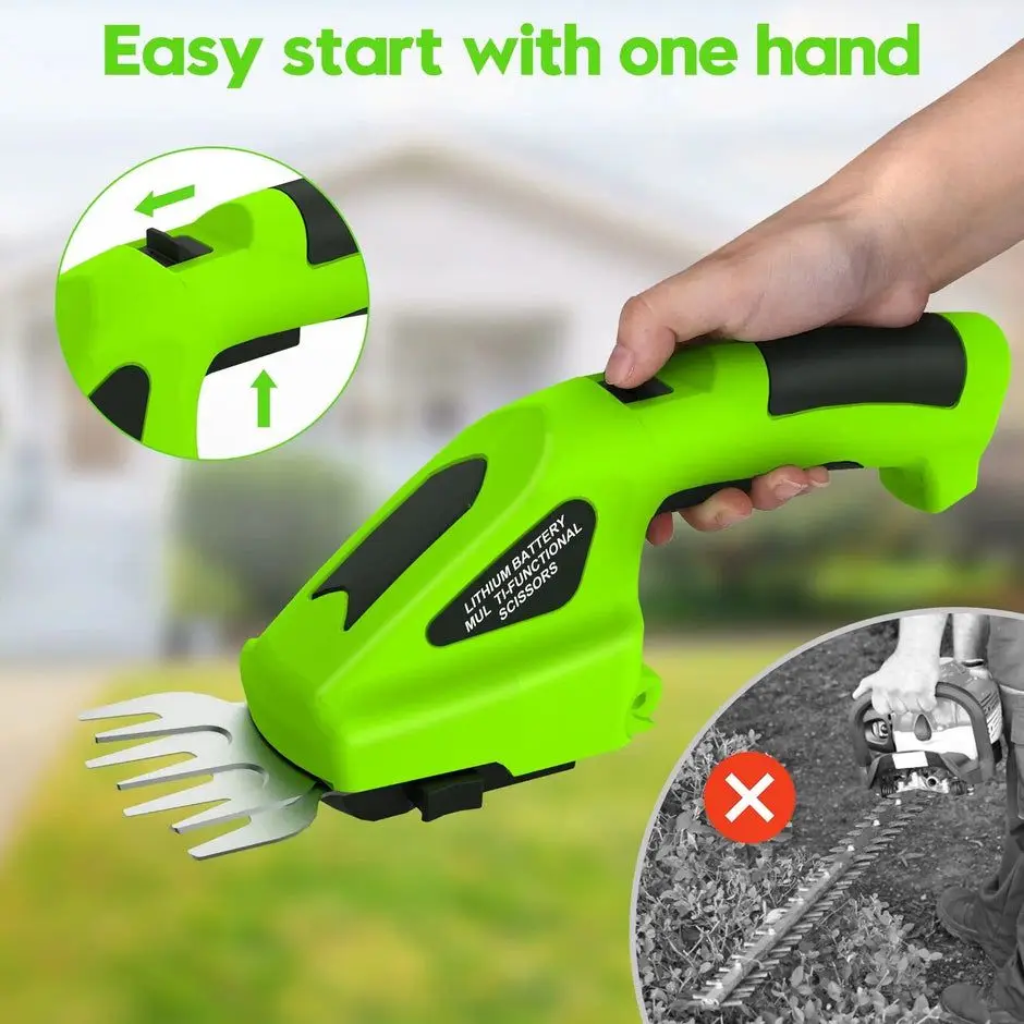 2-in-1 Cordless Electric Hedge Trimmer & Lawn Mower  Rechargeable Handheld Garden Tool for Shrubs Weeding, Pruning & Lawn Care