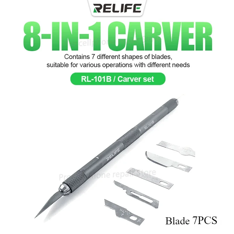 RELIFE RL-101B 8-in-1 Knife Set for Mobile Phone Mainboard BGA PCB Chip IC Repair Degumming Spade Scraper Repair Tools