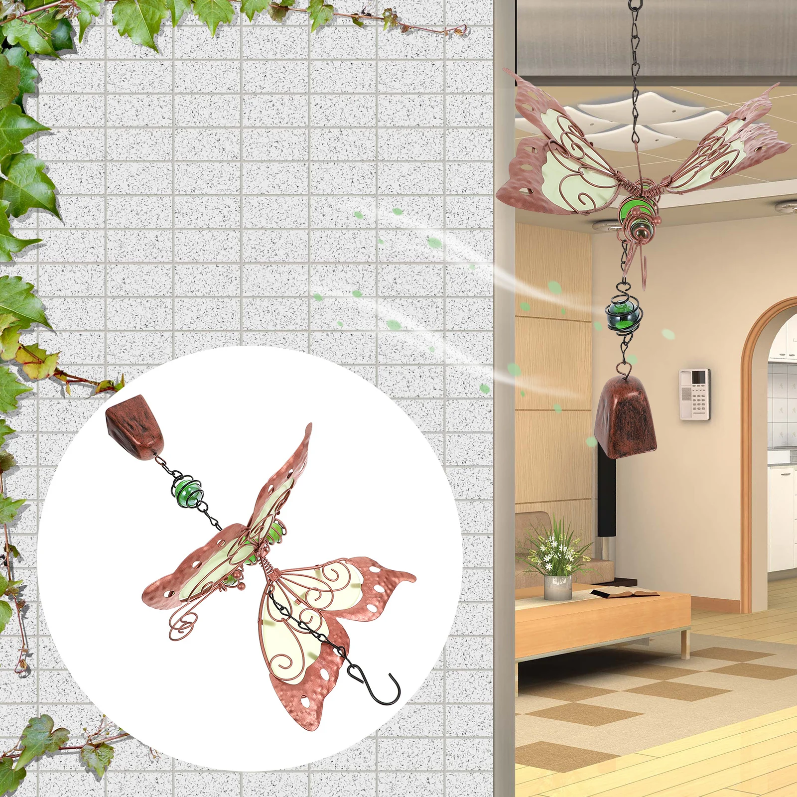 

1pc Luminous Chime Fluorescent Hanging Ornament For Balcony Garden Outdoor Decor Lighting Wind Bell Pendant Housewarming Gift