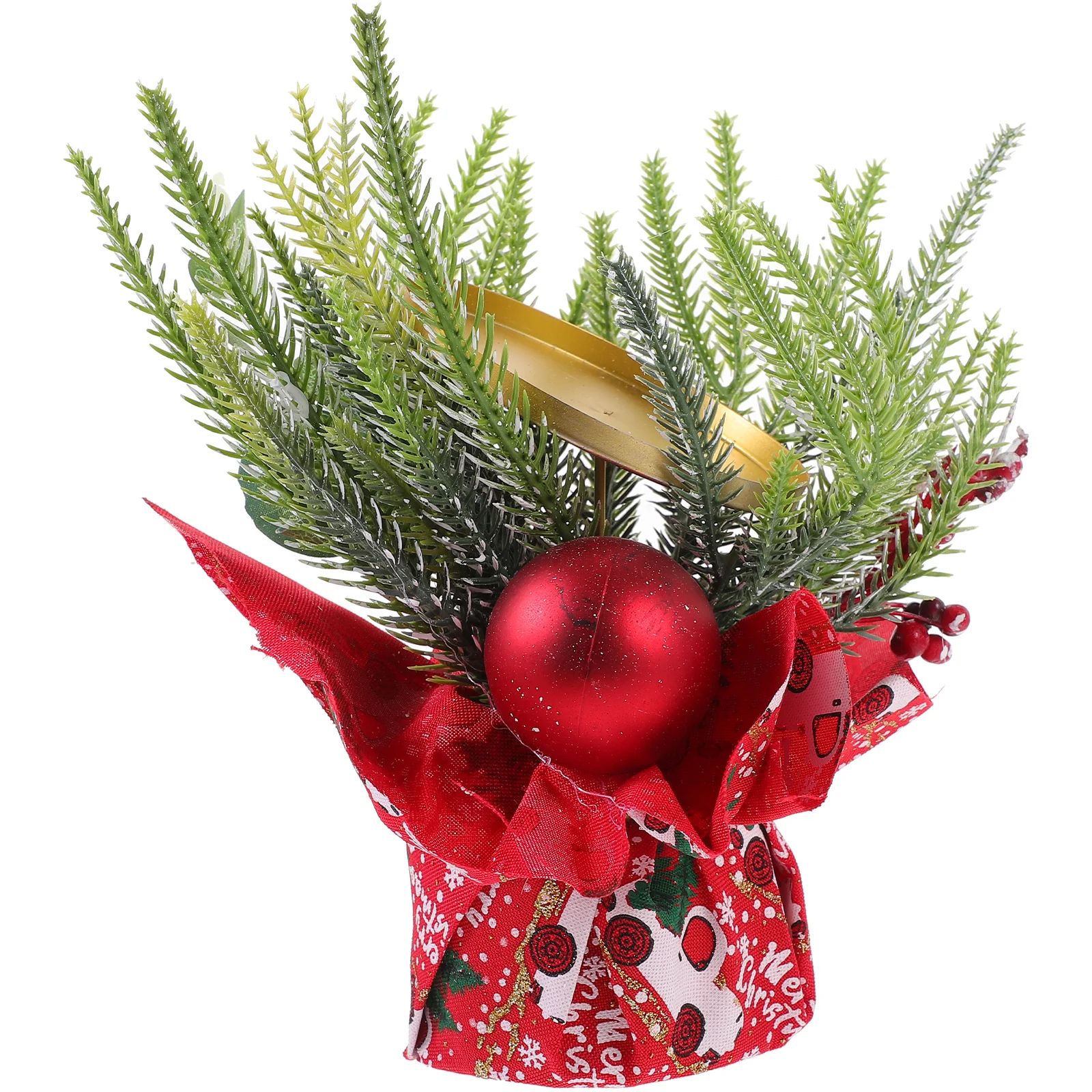 

Christmas C Holder Red Berry Decorative Taper for Desk Pine Cone Wax Furniture Protection Unique Structure Gift Idea