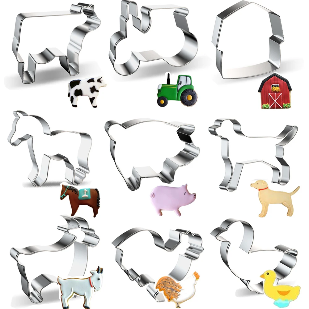 1pc Aço Inoxidável Animal de Fazenda Cookies Moldes Cow Pig Molde Cortador De Biscoito de Cachorro para Crianças Farm Animal de Partido DIY Fornecimento de Cozimento