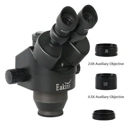 3.5X 7X 45X 90X Simul-Focus Trinocular Stereo Microscope Head Continuous Zoom 0.5X 1X 2X Auxiliary Barlow Lens Microscopio