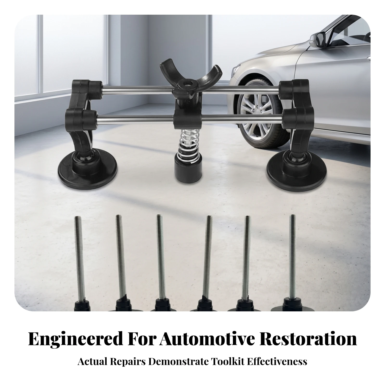 Dual Rod Spring-Loaded Dent Puller Silver Rods Dent Repair Puller Bridge Threaded Posts