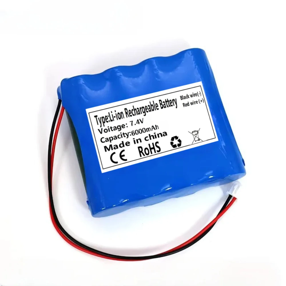 

7.4V Lithium Battery Packs 18650 Battery 6000mAh Rechargeable Battery For LED Light Power Toy Accessories Security Equipment