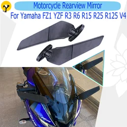 For Yamaha YZF R3 R6 R15 R125 V4 Motorcycle Modified Side Wing Mirrors Adjustable Side Mirror Wind Wing Universal Mirrors Black