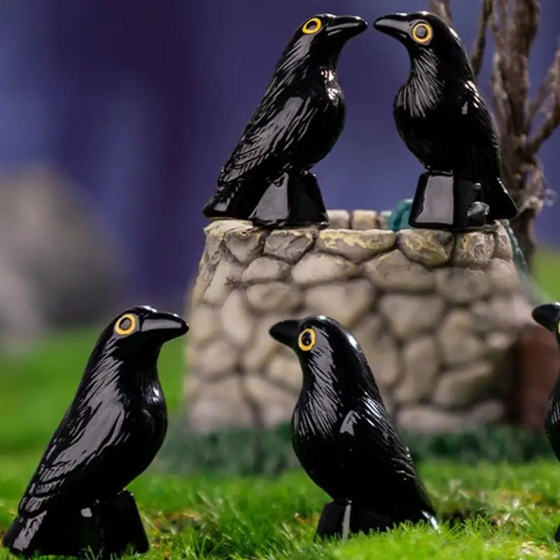 2025 New Eerie Lovely Rosin Crow Figurine Halloween Craft Set Customizable Art Deck For Celebratory Displays