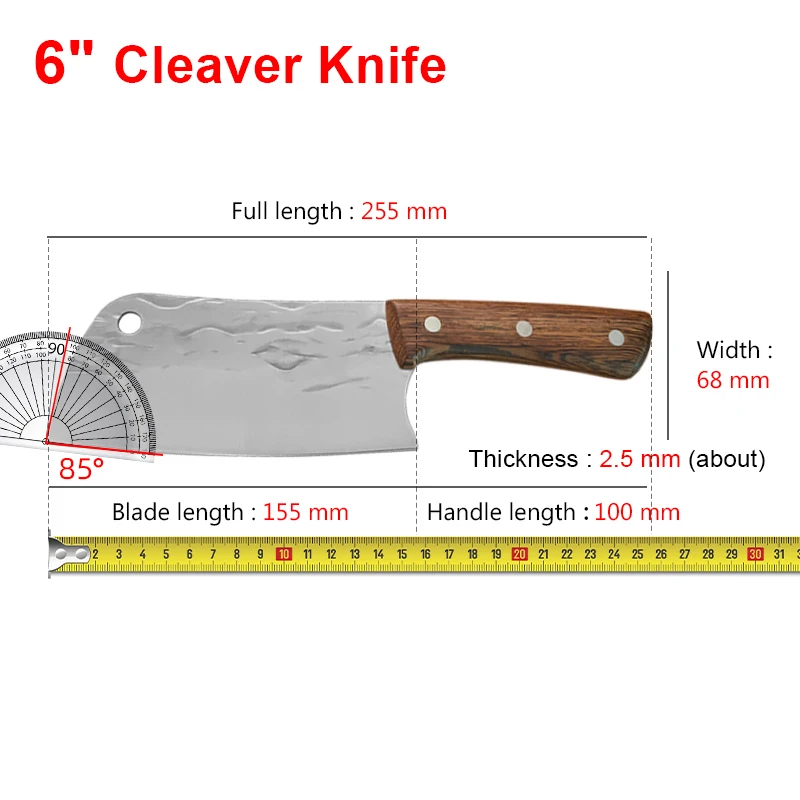 Stainless Steel Slicing Knife Wood Handle Kitchen Hand Forged Blade Utility Knife Cleaver Meat Chop Vegetables Kitchen Knife