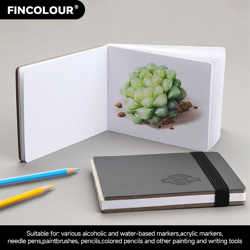 Imagem -04 - Finecolour-mini Square Watercolor Book Journal Drawing Sketchbook Travel Art Painting 80x100 mm 200g 26 Páginas