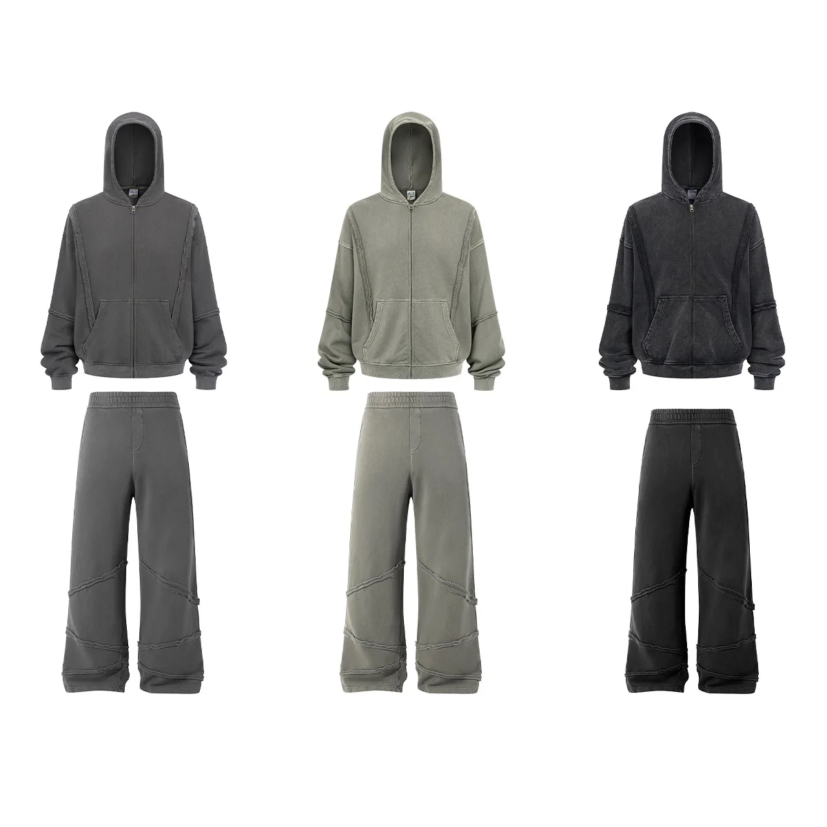 

Мужской лоскутный комплект свитшотов на молнии, уникальная толстовка и брюки